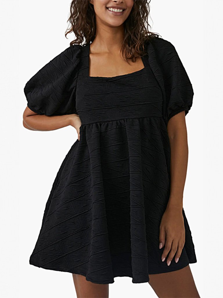 Free People Textured Mini Dress In Black Size S